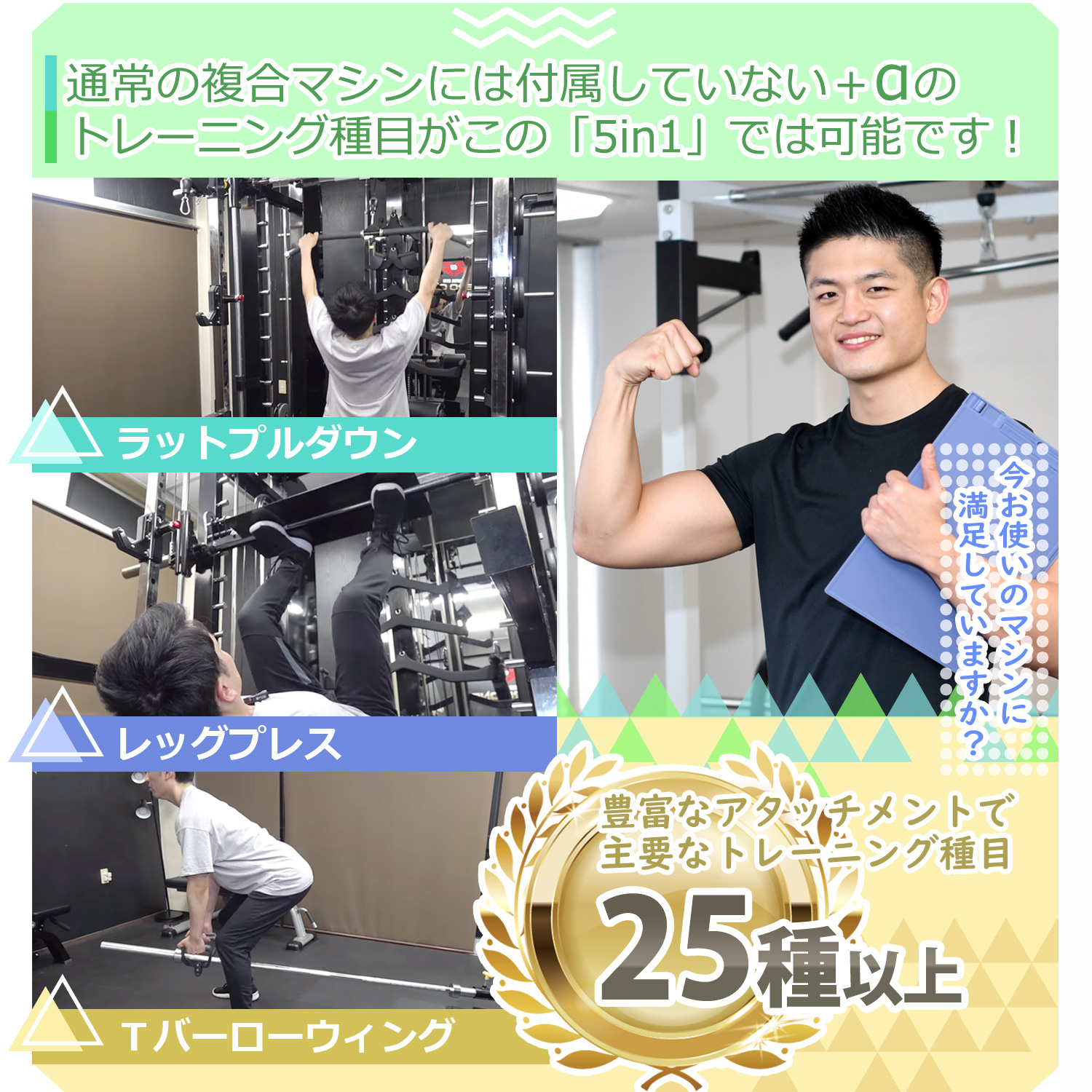 Anyagefitness 複合型マシン5in1 標準セット スミスバー２０kgタイプ